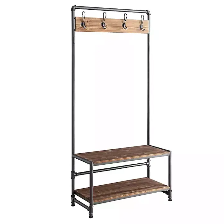 Annalee Industrial Metal and Wood Hall Tree