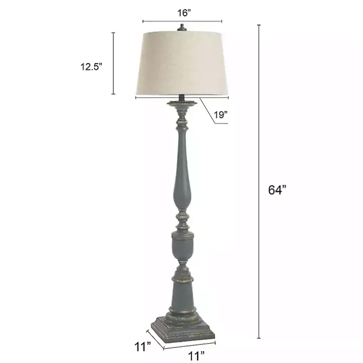 Antique Blue Bourgault Floor Lamp