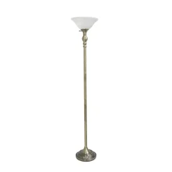 Antique Brass and Marbleized Glass Torchiere