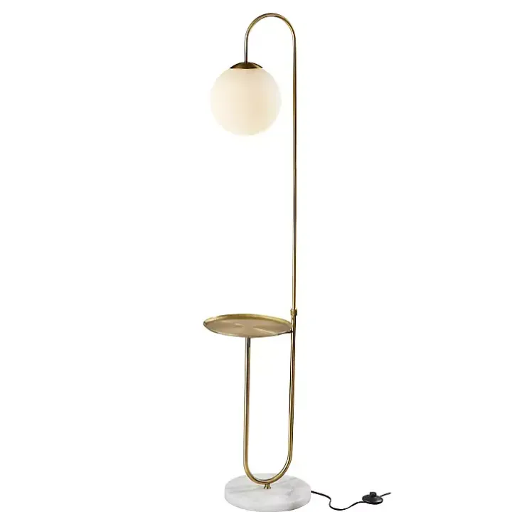 Antique Brass Side Table Floor Lamp