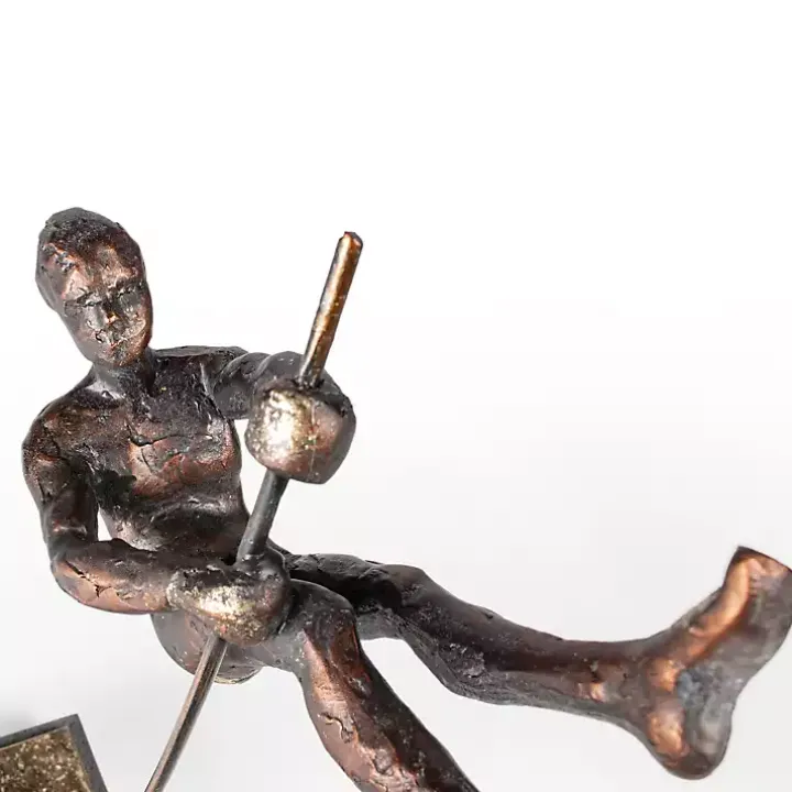 Antique Bronze Pole Vaulter Figurine, 15 in.