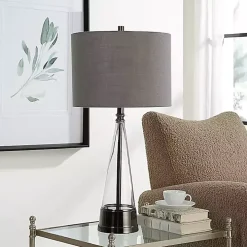 Antique Dark Nickel Cone Base Table Lamp