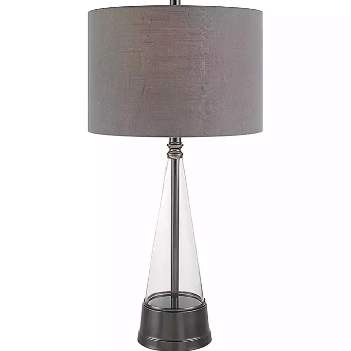Antique Dark Nickel Cone Base Table Lamp
