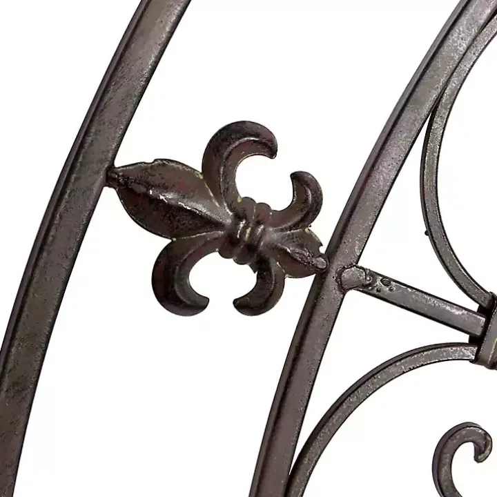 Antique Fleur-de-Lis Medallion Metal Wall Plaque