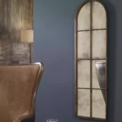 Antique Gold Arched Metal Mirror