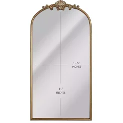 Antique Gold Metal Ornate Arch Wall Mirror