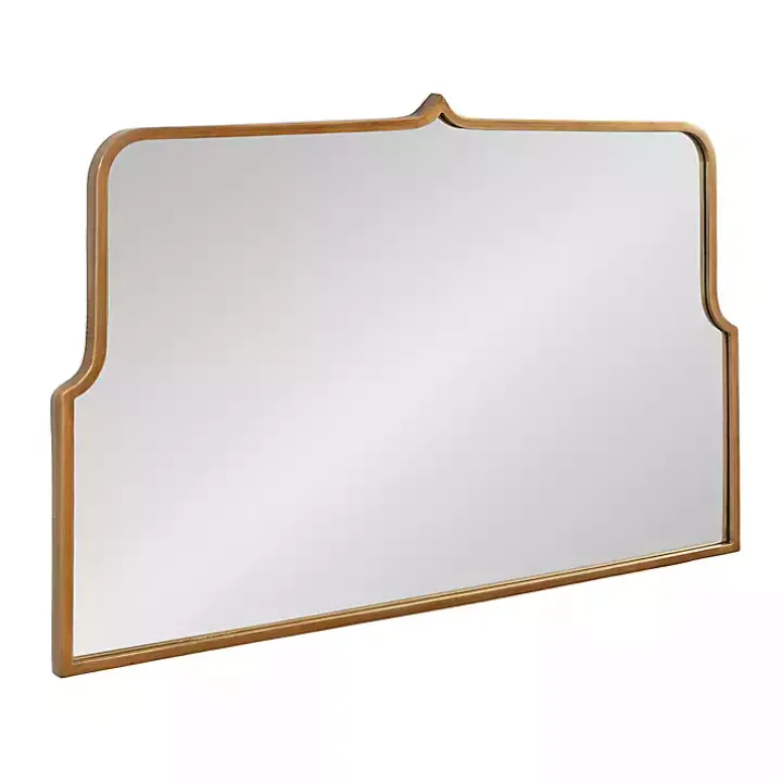 Antique Gold Metal Wide Arched Wall Mirror