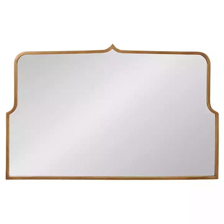 Antique Gold Metal Wide Arched Wall Mirror