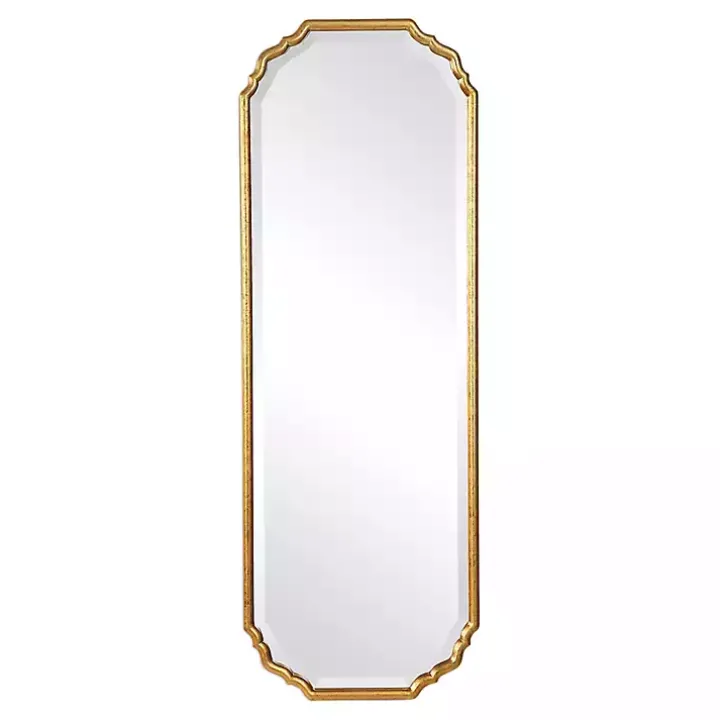 Antique Gold Wooden Mirror with Curved Corners