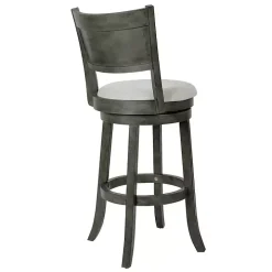 Antique Gray Upholstered Swivel Bar Stool