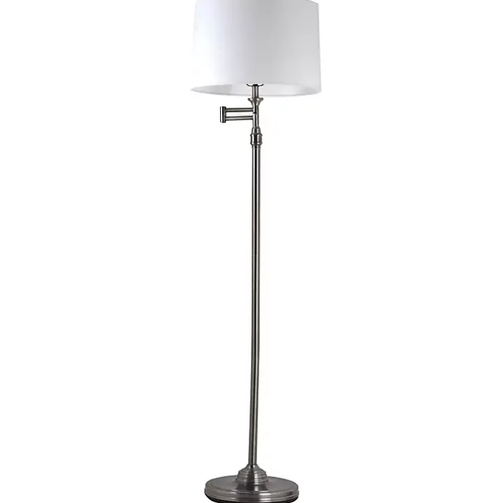 Antique Pewter Swing Arm Floor Lamp