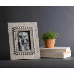 Antique White Wood Beaded Picture Frame, 4x6