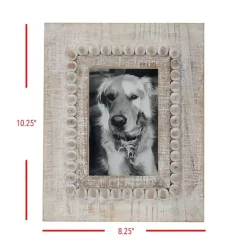 Antique White Wood Beaded Picture Frame, 4x6