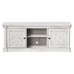 Antique White Wood Farmhouse Media Cabinet