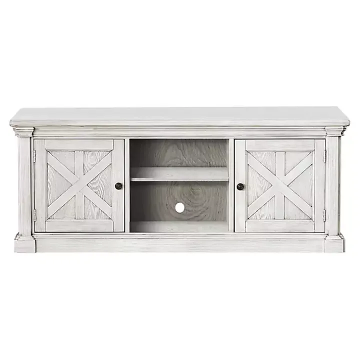 Antique White Wood Farmhouse Media Cabinet