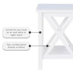 Antique White X Side Frame Accent Table