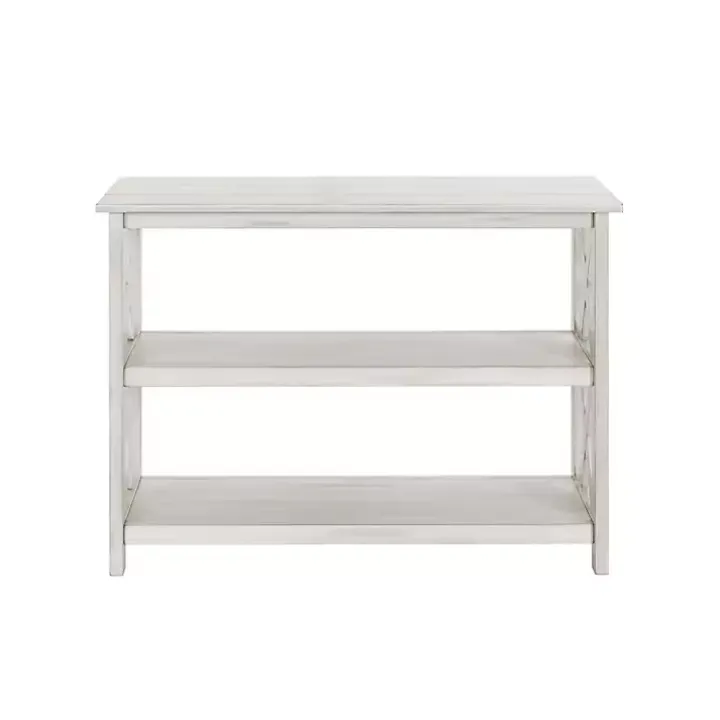 Antique Whitewashed Wood Console Table