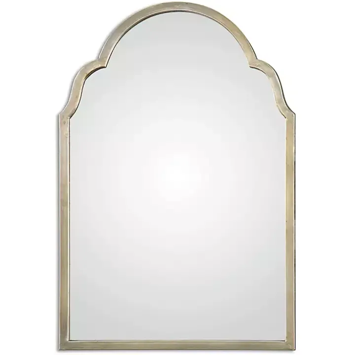 Antiqued Silver Champagne Arched Mirror