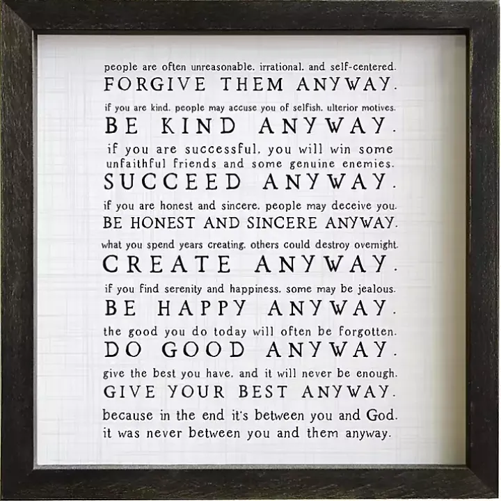 Anyway Framed Wood Wall Plaque