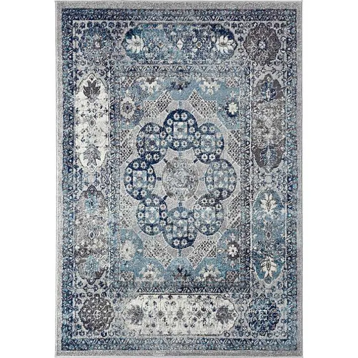 Aqua and Gray Alex Loomed Area Rug, 7x9