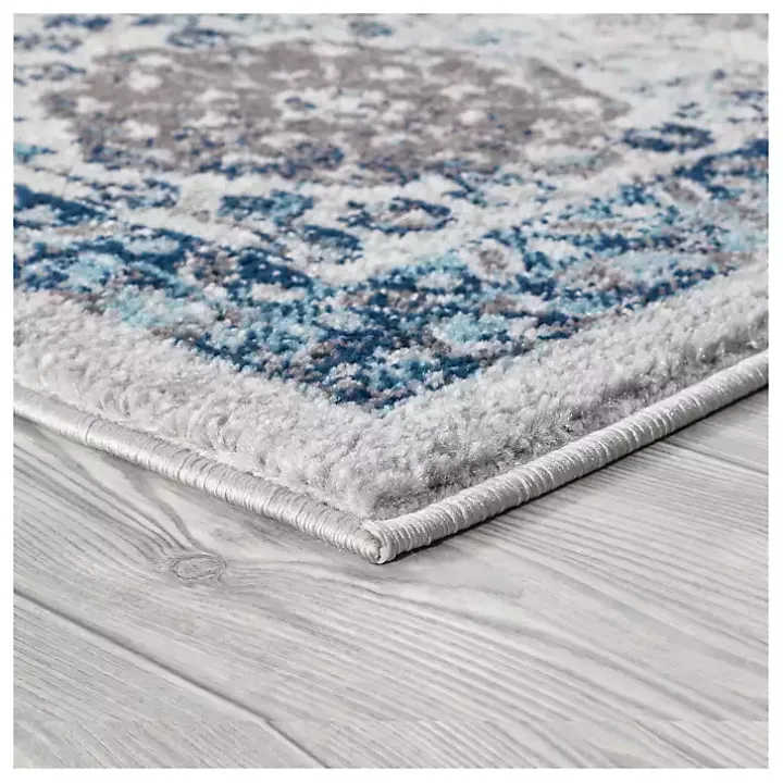 Aqua and Gray Alex Loomed Area Rug, 7x9