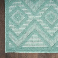 Aqua Teal Diamond Indoor/Outdoor Area Rug, 5x7