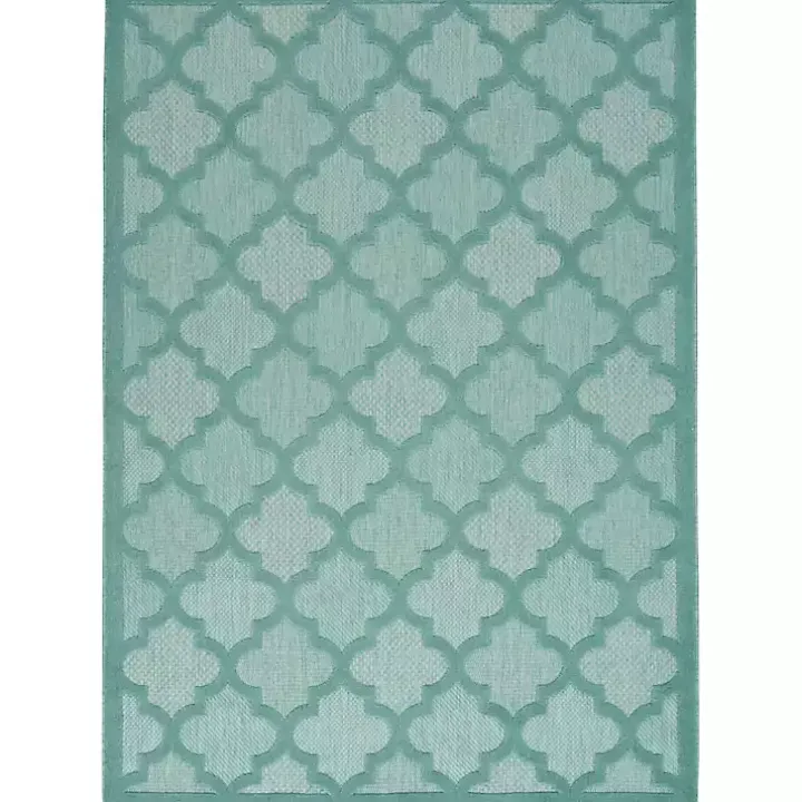 Aqua Trellis Indoor/Outdoor Area Rug, 6x9