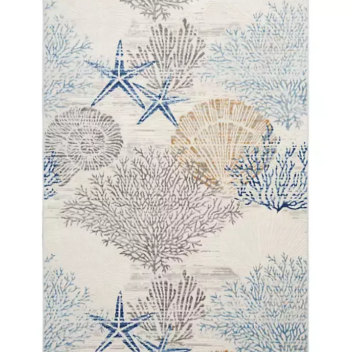 Aquamarine Starfish Coastal Area Rug, 5x7