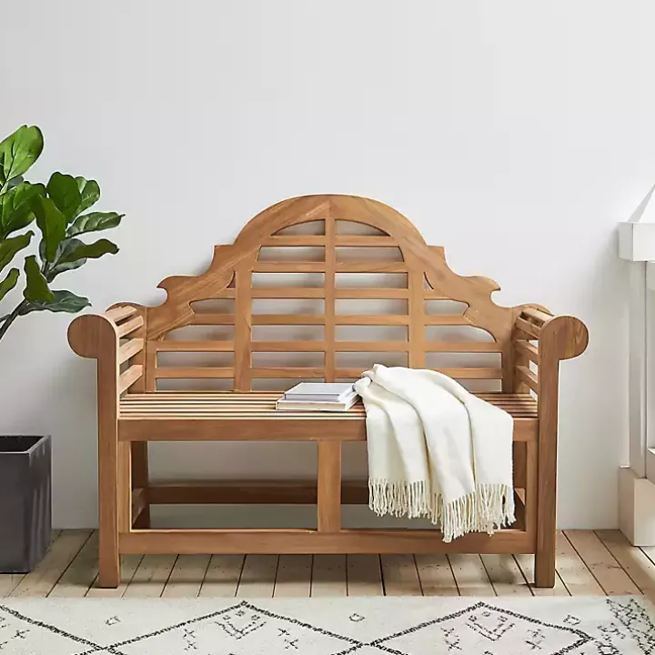 Arched Teakwood Slatted Outdoor Bench