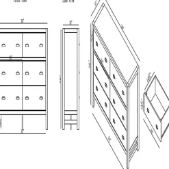 Arden White Wood 6-Drawer Dresser
