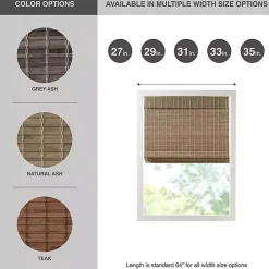 Ash Bamboo Light Filtering Roman Shade, 29 in.