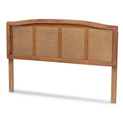 Ash Walnut Woven Rattan King Headboard