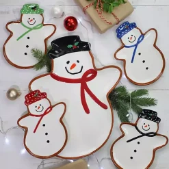 Assorted Snowman Christmas Plates, Set of 4