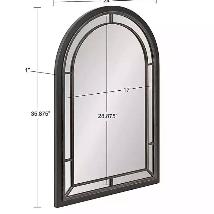 Audubon Black Wood Arch Wall Mirror, 24x36 in.