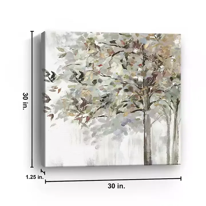 Autumn Leaves Neutral Giclee Canvas Art, 30x30 in.