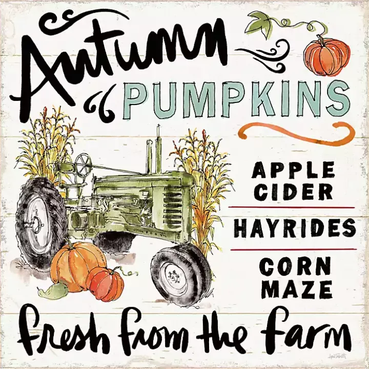 Autumn Pumpkin Tractor Framed Wall Art