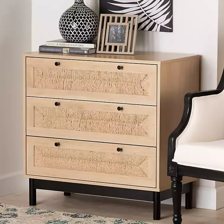 Ava Light Brown 3-Drawer Cabinet