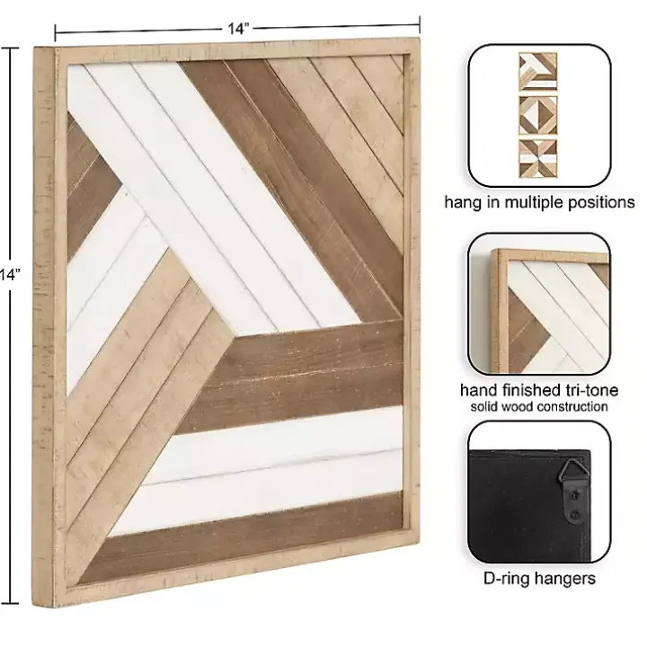 Ballez Geometric Wood Wall Plaques, Set of 3