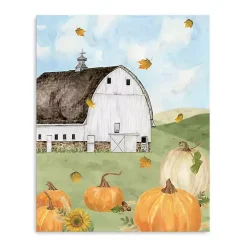 Barn with Pumpkins Canvas Art Print, 30x24 in.