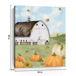 Barn with Pumpkins Canvas Art Print, 30x24 in.