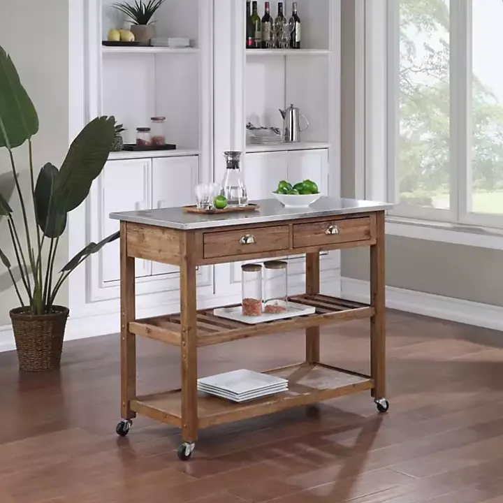 Barnwood Sonoma Stainless Steel Top Kitchen Cart