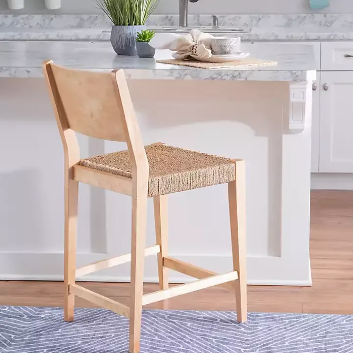 Basketweave Seat Counter Stools, Set of 2