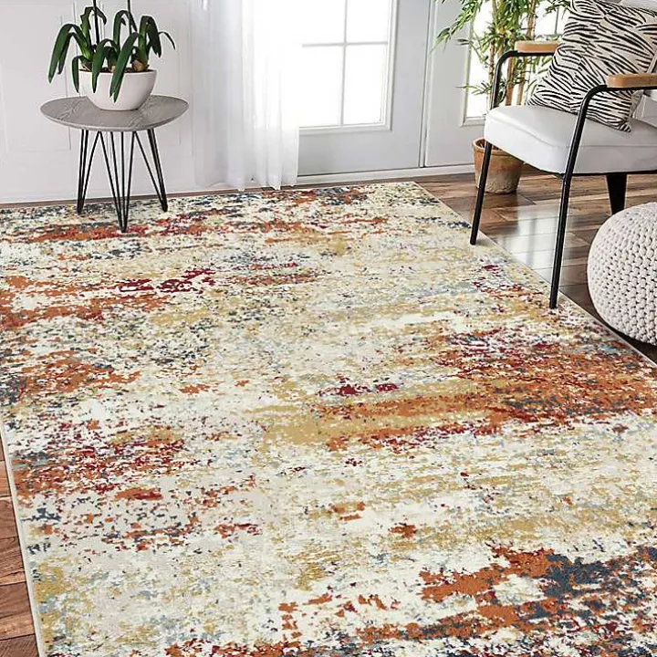 Bastia Ivory Orange Area Rug, 5x7