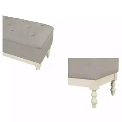 Beckett White and Gray Tufted Storage Bench