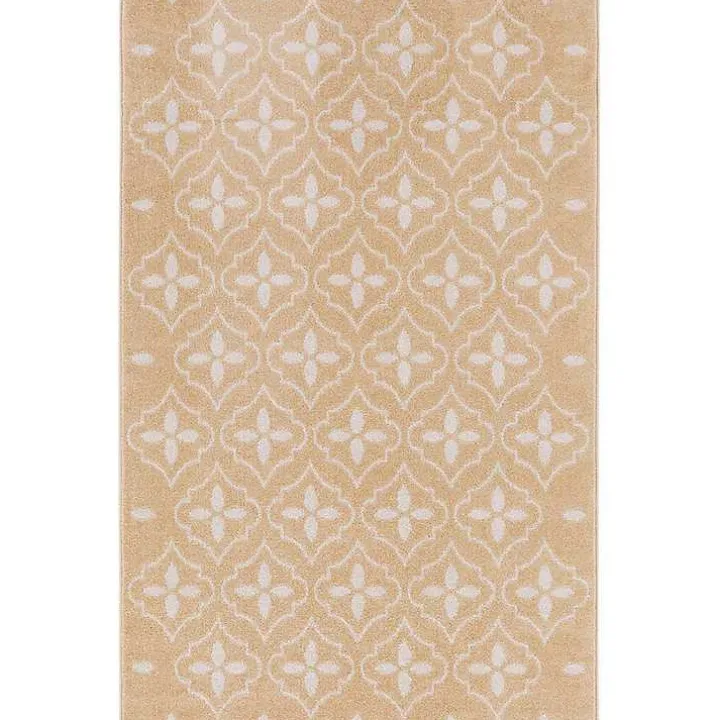 Beige & Ivory Quatrefoil Indoor/Outdoor Rug, 4x6