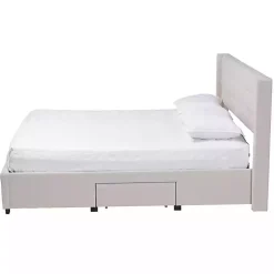Beige Braylon Upholstered 3-Drawer Queen Bed