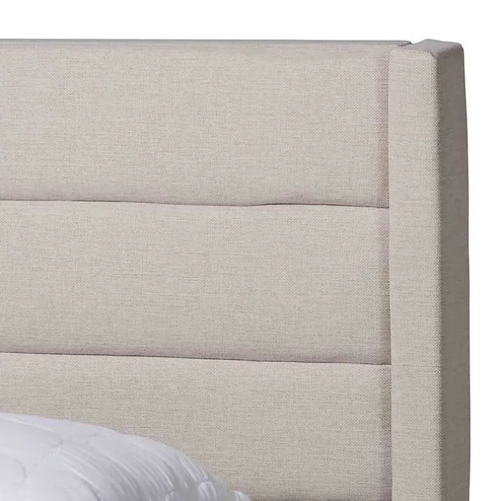 Beige Braylon Upholstered 3-Drawer Queen Bed