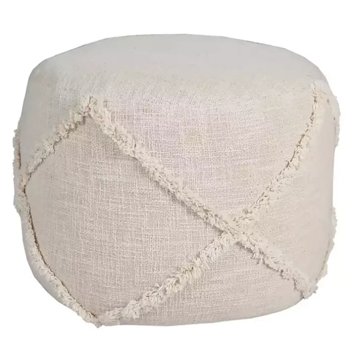 Beige Diamond Tufted Pouf