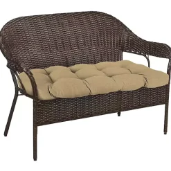 Beige French Edge Outdoor Wicker Settee Cushion