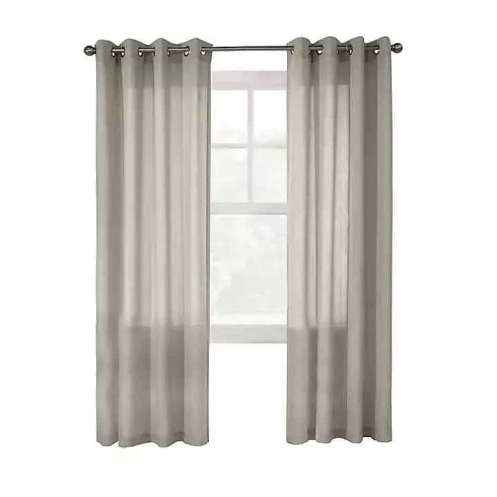 Beige Linen Light Filtering Curtain Panel, 95 in.